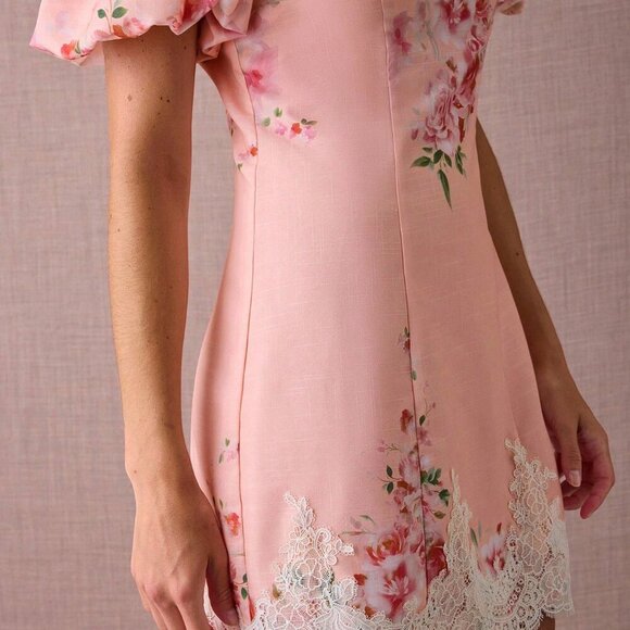 Pink Elegant Women's Romantic Floral Mini Dress - Picture 3 of 7